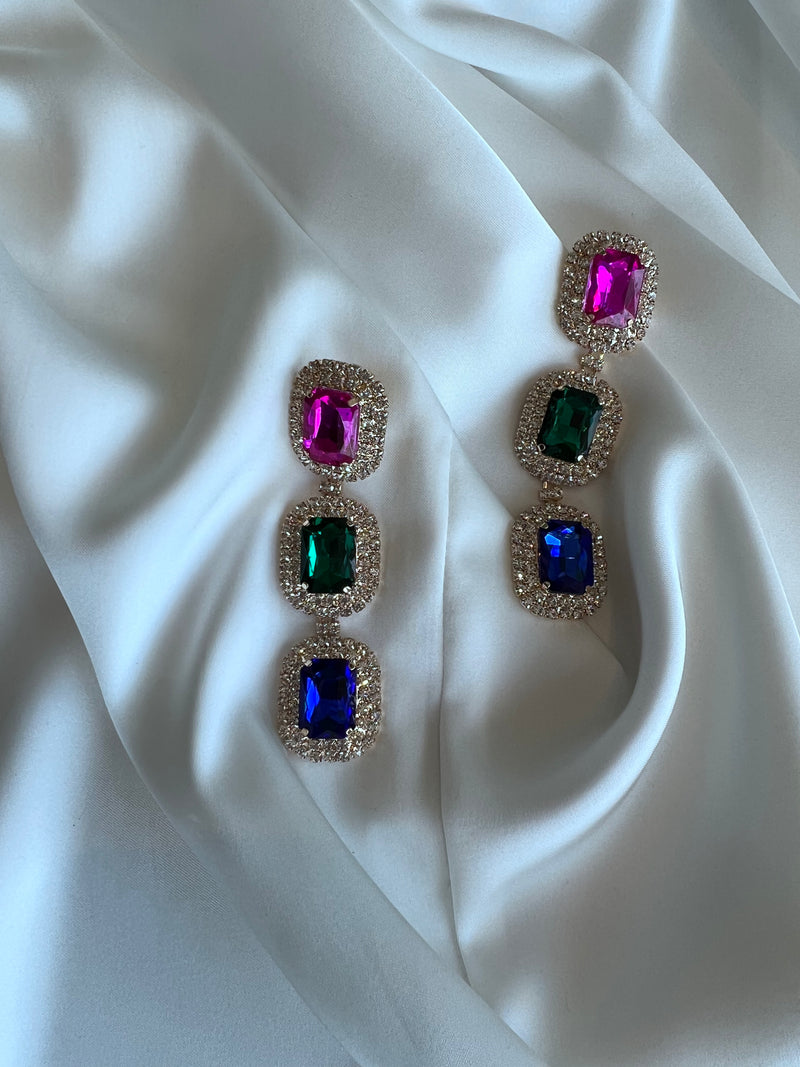 THREE STONE EARRINGS